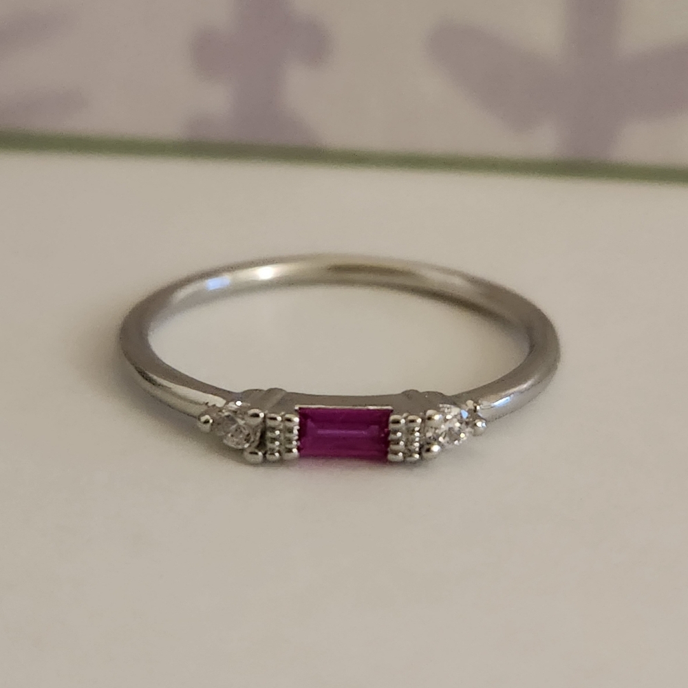 New 925 Silver Ruby Diamond Band Stacking Ring for Women - Picture 3 of 13